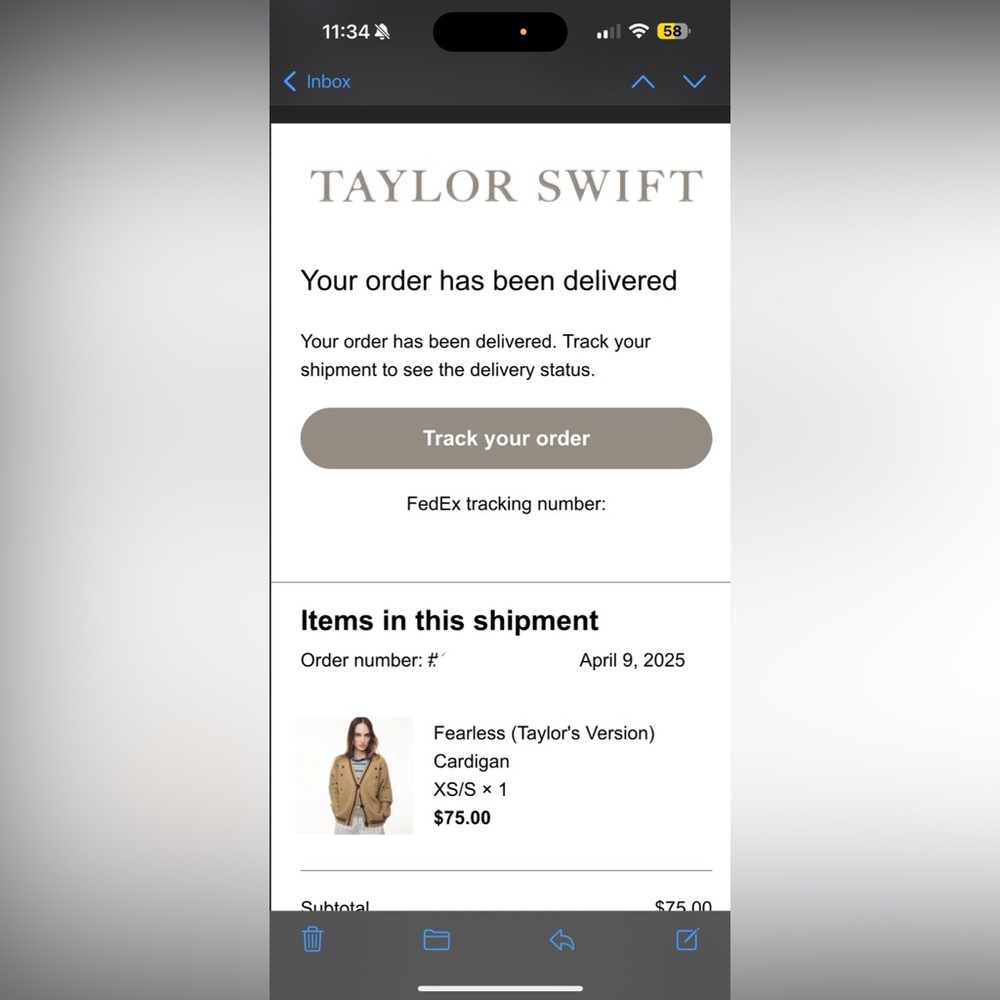 Taylor Swift - Fearless Cardigan AUTHENTIC - Picture 5 of 5